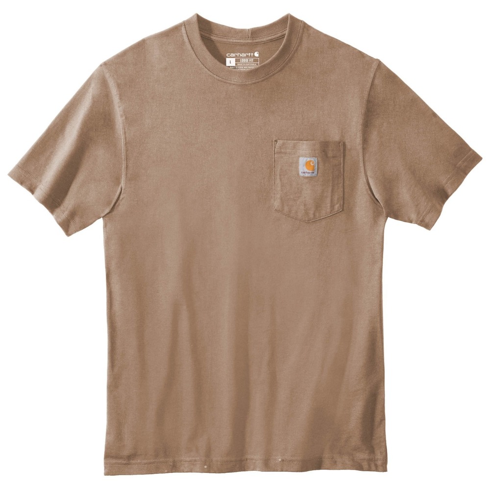 Carhartt K87 Pocket T-Shirt Mens Large Tall Short Sleeve Desert Brown Cotton